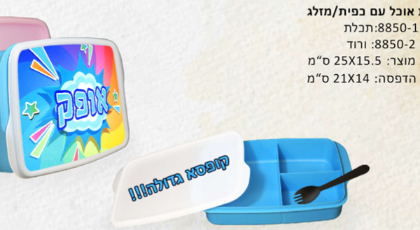 קופסת אוכל עם כפית ומזלג